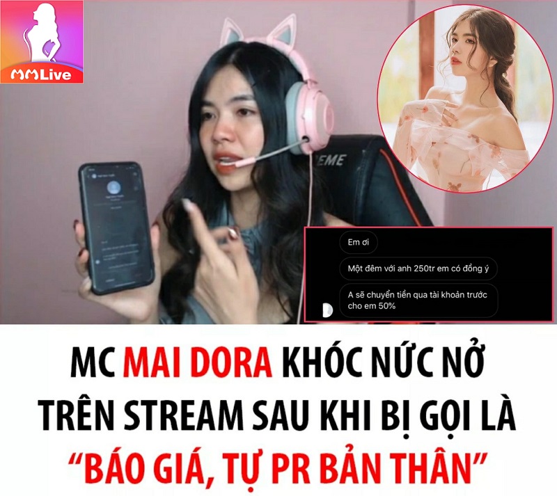 mai dora khóc trên livestream